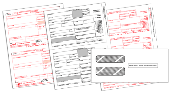 Government Approved W-2s, 1099s, Envelopes For Mailing Tax Forms And Software For Tax Estimating