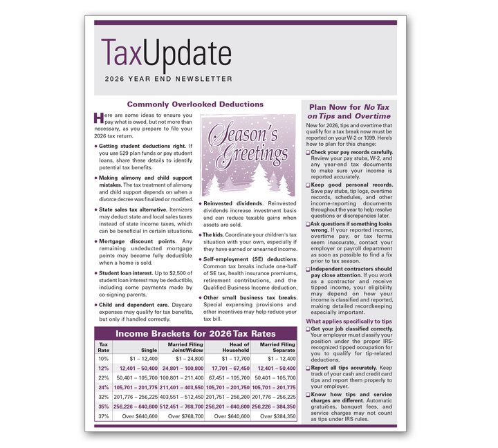 Image for item #03-000: Year-End Tax Update Newsletter 2026