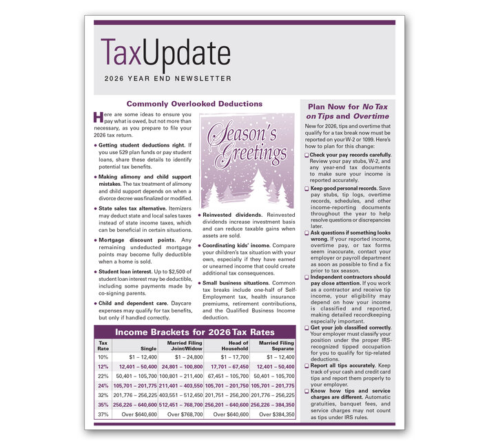 Image for item #03-000: Year-End Tax Update Newsletter 2026