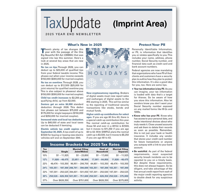 Image for item #03-001: Year-End Tax Update Newsletter 2025 Imprinted