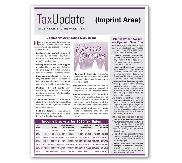 Image for item #03-001: Year-End Tax Update Newsletter 2026 Imprinted