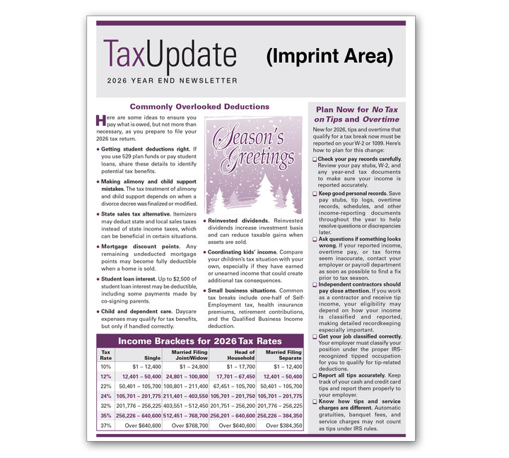 Image for item #03-001: Year-End Tax Update Newsletter 2026 Imprinted