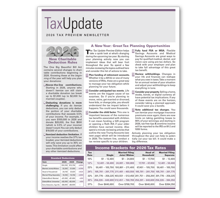 Image for item #03-300: Preview: Tax Update Newsletter 2026