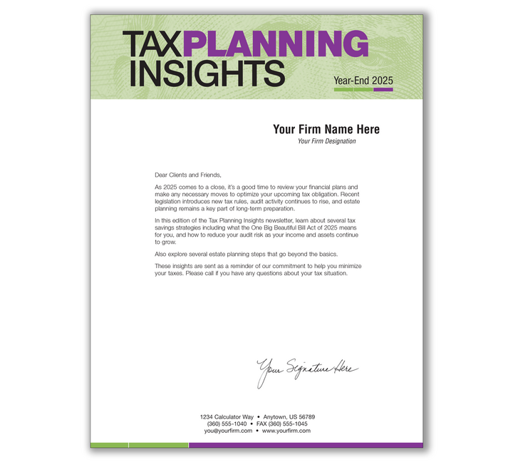 Image for item #03-311: Tax Planning Insights Letter - 2025 Year-End Issue