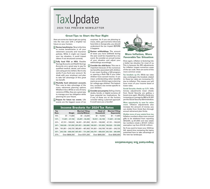 Image for item #03-350: Preview: Tax Update Newsletter 2024 - Self Mailer