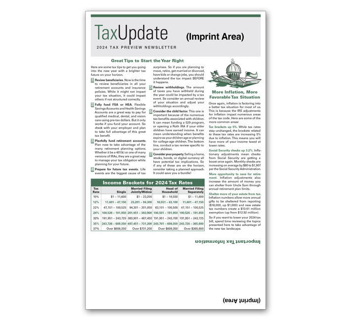 Preview Tax Update Newsletter 2024 Self Mailer Imprinted Item