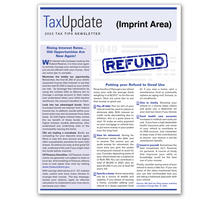 2023 Imprinted TAX TIPS Newsletter Item 03801