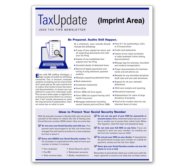 Image for item #03-801: TAX TIPS Newsletter 2025 Imprinted