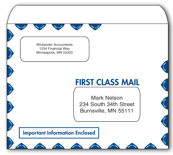 Image for item #07-435: InTax Envelope: LANDSCAPE Peel & Seal Dual Window