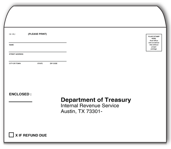 Image for item #08-1AU: 6 x 9 IRS Austin Env. - REFUND (50/pack)