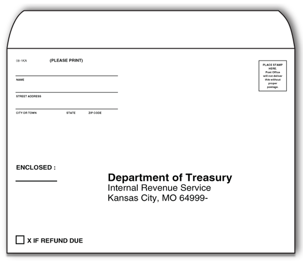 Image for item #08-1KA: 6 x 9 IRS Kansas City Env. - RFUND (50/pack)