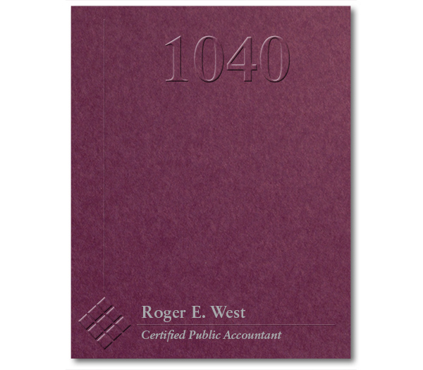 Image for item #10-601: 1040 Burgundy Imprinted Embossed Pocket Folder