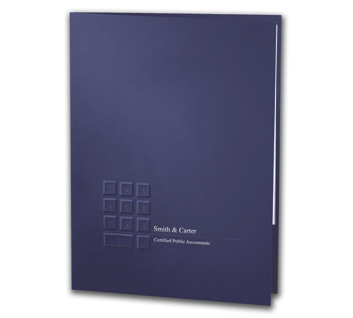 Image for item #10-7122: Calculator Embossed Two-Pocket Firm Folder (Navy)