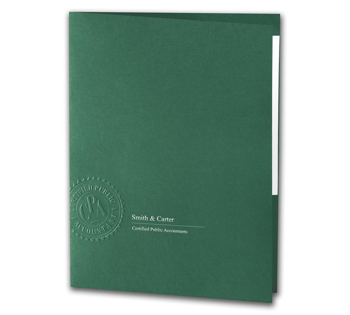 Image for item #10-7412: CPA Seal Embossed Two-Pocket Firm Folder (Green)