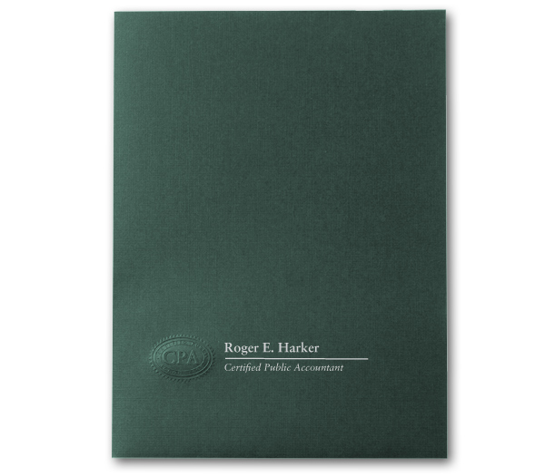 Image for item #10-812: CPA Seal Linen Folder: GREEN FOIL imprint