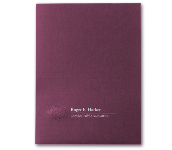 Image for item #10-821: CPA Seal Linen Folder: BURGUNDY Imprinted