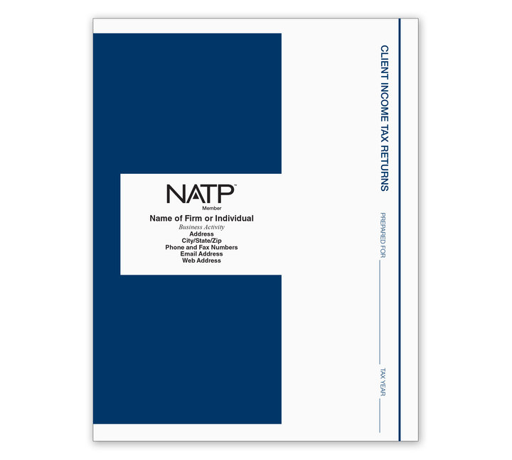 Image for item #11-301: Tax Return Folders - Blue and White with Pocket - Personalized