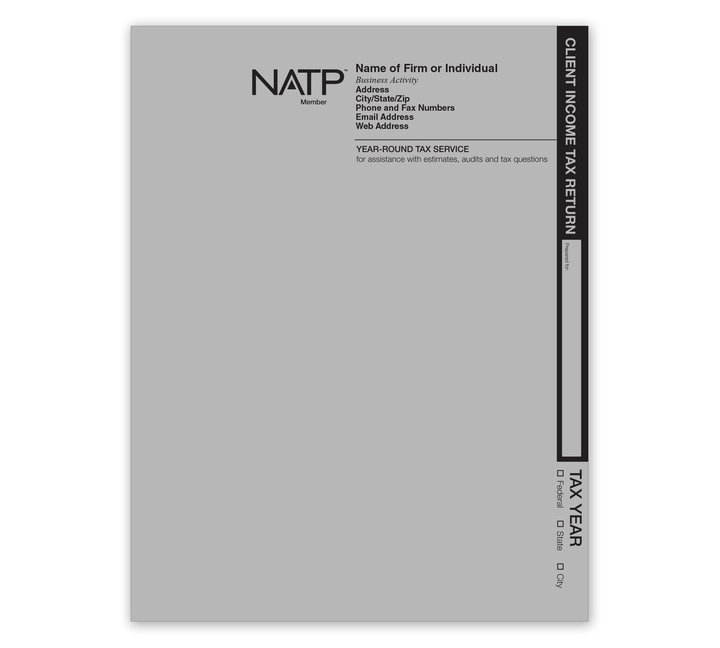 Image for item #11-331: Tax Return Folders - Light Gray with Pocket - Personalized