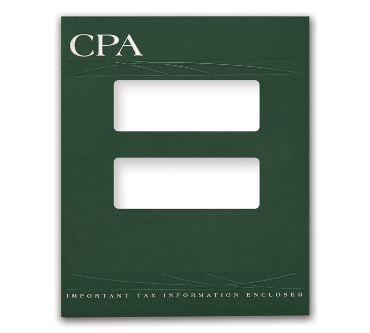 Image for item #12-345a: TotalTax Folder: CPA Embossed and Foil Center Cut Hidden Staple Tab - Green