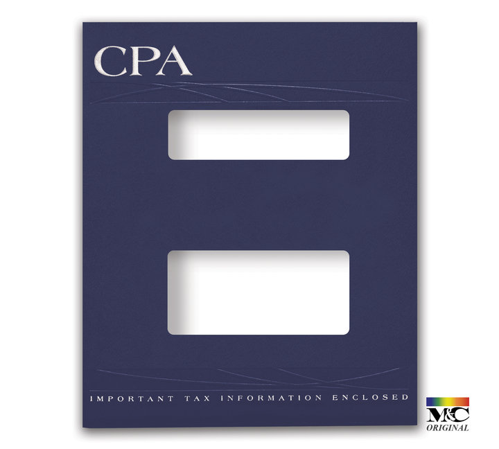 Image for item #12-750a: MultiTax Folder: CPA Embossed and Foil Center Cut Top Tab - Navy
