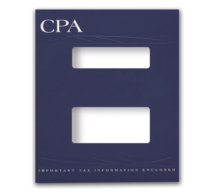 Image for item #12-750a: MultiTax Folder: CPA Embossed and Foil Center Cut Hidden Staple Tab - Navy