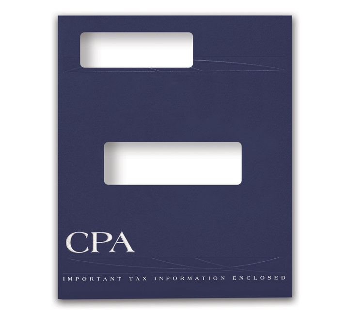 Image for item #12-810a: ProTax Folder: CPA Embossed and Foil Return Cut Hidden Staple Tab - Navy