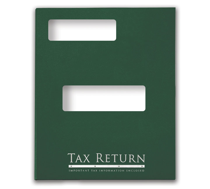 Image for item #12-845b: ProTax Folder: Tax Return Embossed and Foil Return Cut Top Tab - Green
