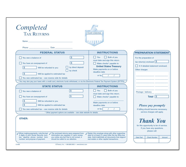 Image for item #13-000: Completed Tax Return Envelope