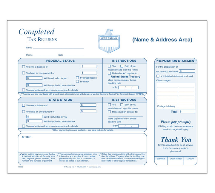 Image for item #13-001: Completed Tax Return Envelope - Imprinted