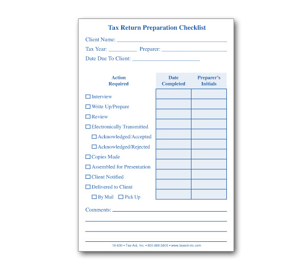 Image for item #16-630: Tax Return Checklist POST-ITs 4" X 6"