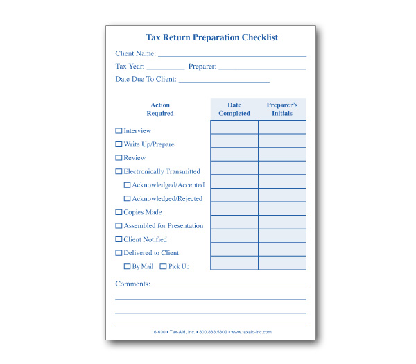 Image for item #16-630: Tax Return Checklist POST-ITs 4x6