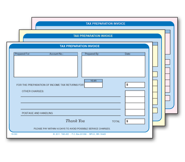 Image for item #20-000: 3-Part Tax Preparation Invoice