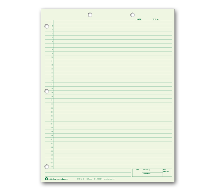 Image for item #24-110LHG: Letter Size Green Writing Pad (Bottom Heading)