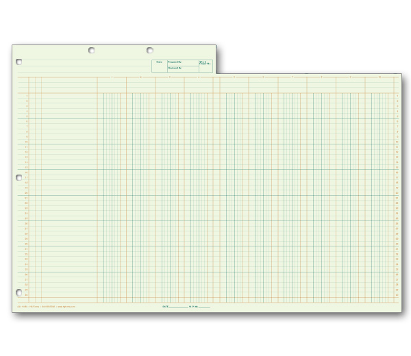 Image for item #24-1110G: Letter Size 10-Column Workpaper - Green