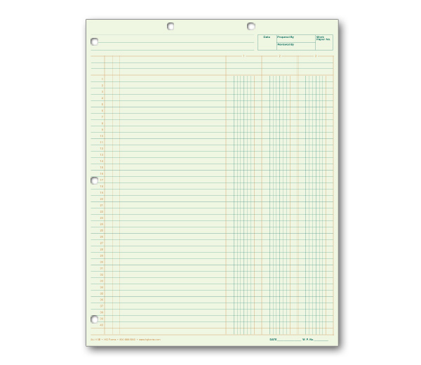 Image for item #24-113G: Letter Size 3-Column Workpaper - Green