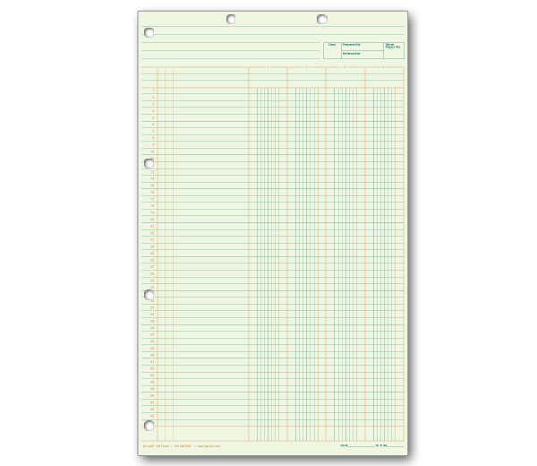 Image for item #24-144Gx: Legal Size 4-Column Workpaper – Green