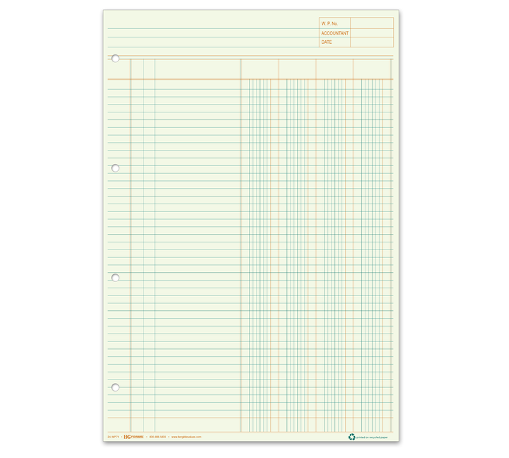 Image for item #24-WP71x: Oversized 4-Column Workpaper Pad – Green