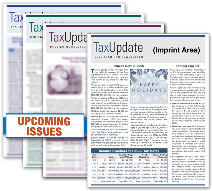 Image for item #33-001: Tax Update Newsletter-SUBSCRIPTION - imprinted