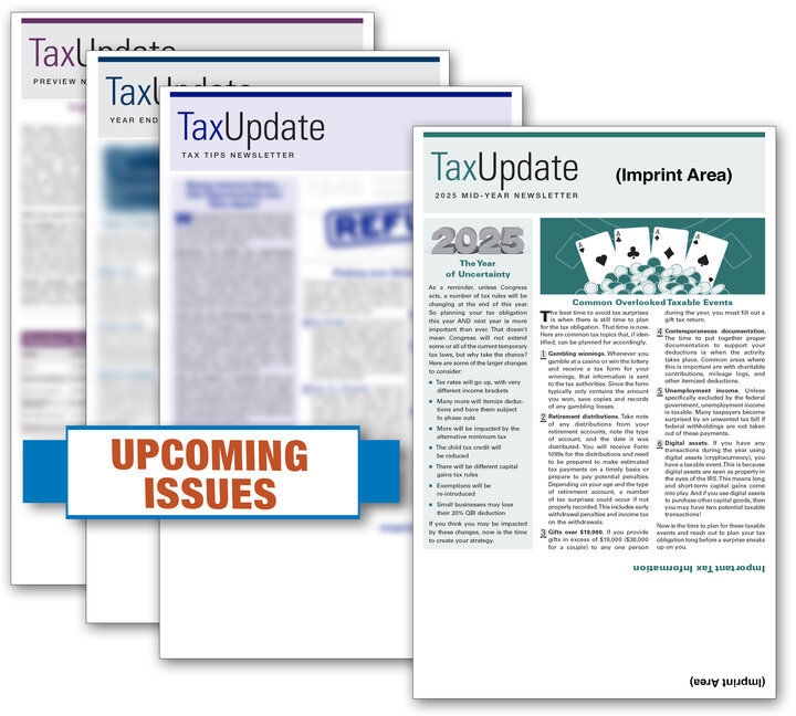 Image for item #33-101: SELF-Mailer Tax Update Newsletter-SUBS imprinted