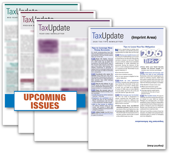 Image for item #33-101: SELF-Mailer Tax Update Newsletter-SUBS imprinted