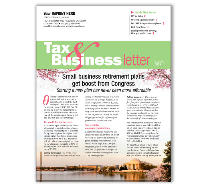 Image for item #33-201: Tax & Business Newsletter Subscription
