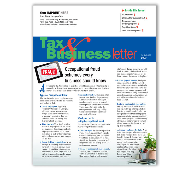 Image for item #33-201: Tax & Business Newsletter Subscription