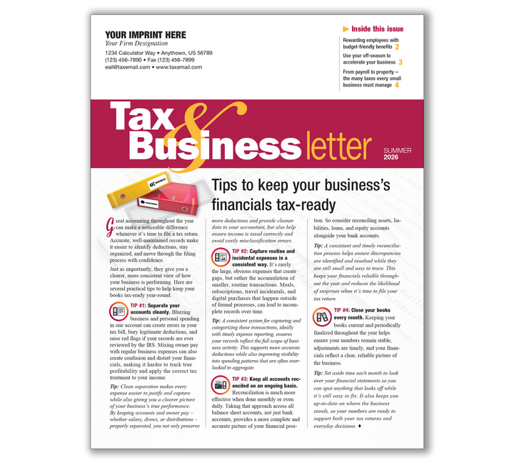 Image for item #33-201: Tax & Business Newsletter Subscription