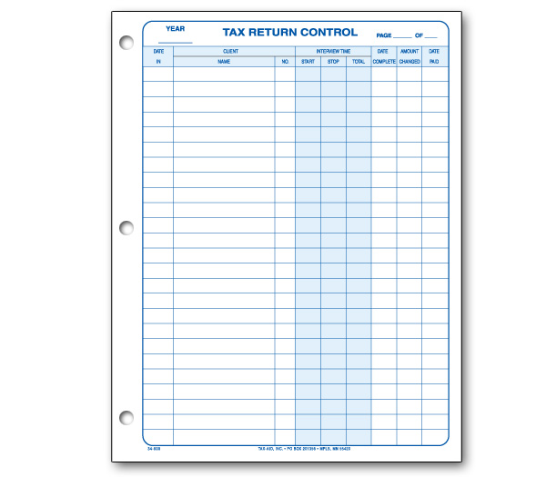 Image for item #34-000: Tax Return Control (25 pak)