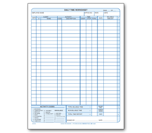 Image for item #39-000: Daily Time & Work Record Pad