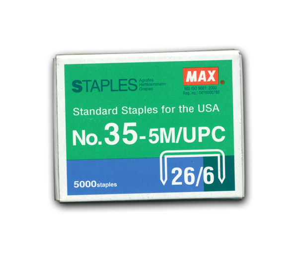 Image for item #40-355M: Staples for Max Desk Top Stapler (5000/bx)