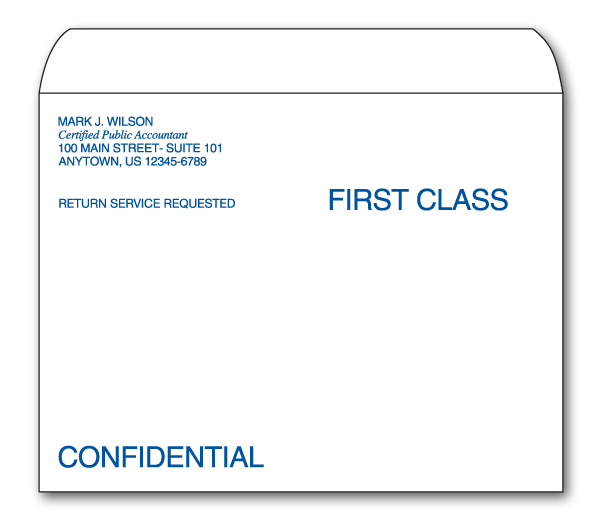 Image for item #42-001: First Class 9 1/2 X 12 5/8  Envelope -  Imprinted