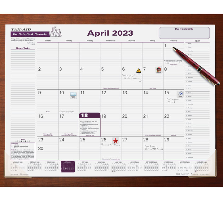 Desk Pad Taxdate Calendar 2023 Item 44 471