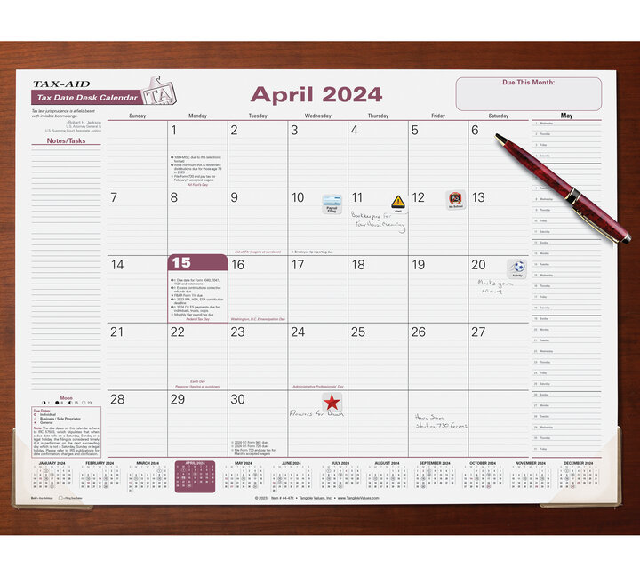 Image for item #44-471: Desk Pad Taxdate Calendar 2024
