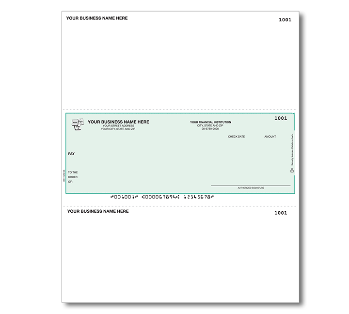 Image for item #48-112: Pre-Printed Laser 1-up Checks - Middle Position